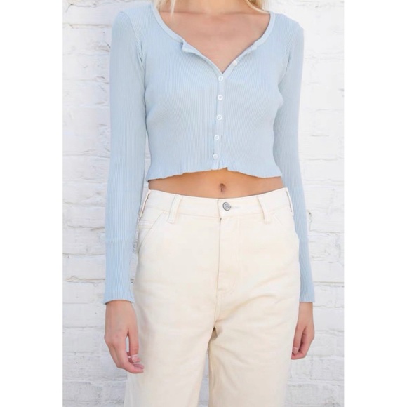 Brandy Melville Sweaters - Brandy Melville Long Sleeve Zelly Top Baby Blue